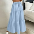 thumbnail image 2 of Besolor Women's Summer Boho Maxi Skirt Tie Elastic Waist Ruffle Tiered A-Line Flowy Beach Long Skirts, 2 of 6