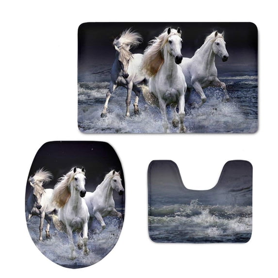 GOHAO Jinse-floral129 3 Piece Bathroom Rugs Set Bath Rug Contour Mat and Toilet Lid Cover