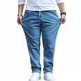 thumbnail image 7 of IhhxPro Men's Cotton Relaxed Fit Jeans with Elastic Waist and Pockets Comfort Stretch Denim Casual Everyday Straight Leg Work Trousers 36-46, 7 of 7