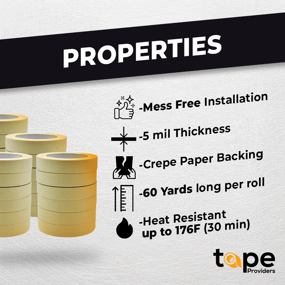 WOD Tape General Purpose Masking Tape 1.88 in x 60 yd. Beige, 6 Pack