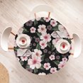 thumbnail image 4 of Ambesonne Japanese Fitted Round Tablecloth, Cherry Flowers Asian Print, 45"- 56" Diameter, Blush Reseda Green, 4 of 5