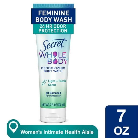 Secret Feminine Wash 24 HR Deodorizing Body Wash for Women, Light & Fresh, 7oz