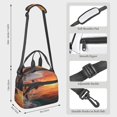 thumbnail image 2 of Uemuo Sunset Dancing Dolphin B Printed Lunch Bag Lunch Box Reusable Insulated Lunch Tote Bag, Leakproof Thermal Cooler Sack Food Handbags Case High Capacity, 2 of 5