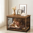 thumbnail image 2 of LEDREM Dog Crate Furniture, 38.6-Inch Indoor Dog Kennel with Double Doors, Removable Tray, Side Table, for Dogs up to 70 lb, Rustic Brown, 2 of 6