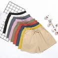 thumbnail image 2 of Pantalones cortos de algodón y lino para mujer, pantalones de verano con forma de A y pierna ancha, pantalones deportivos de talla grande, pantalones casuales holgados de cintura alta, 2 of 6