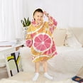 thumbnail image 6 of FORMRS Wearable Blanket Hoodie with Sleeves for Kids Cozy Flannel Sweatshirt, Pink Grapefruit Slices, 6 of 7