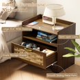 thumbnail image 4 of 24" Rattan Nightstands Set of 2, Walnut Bedside Table with Semi Open Cubby, Boho Night Stand with Farmhouse Arched Base for Bedroom, Side Table, End Table for Dorm, 4 of 11