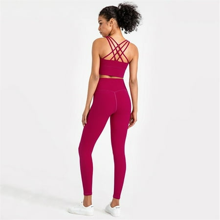 

2022lulu Quality Women Fitness Yoga Set Tight Cross Sports Bra Top Yoga Legging Two Piec Suit Workout Clothing For Gym Sportwear