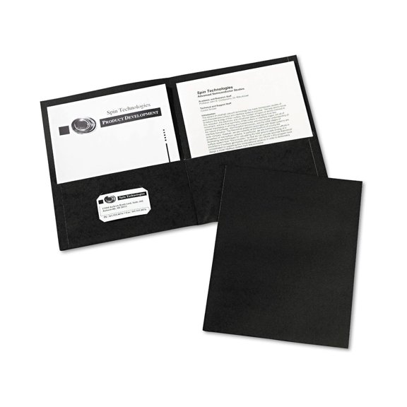 CintBllTer Two-Pocket Folder, 40-Sheet Capacity, 11 X 8.5, Black, 25/Box