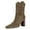 Brown, variant on XYD Women Classic Pull On Mid Calf Boots Almond Closed Toe Cork Block Chunky Heels Booties Casual Dressy Shoes Size 7 Purple