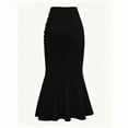 thumbnail image 3 of Black Skirt for Women Fishtail Ruched Bodycon Long Maxi Skirt Casual Women Going Out Outfit Fashion Trendy Plus Size, 3 of 4