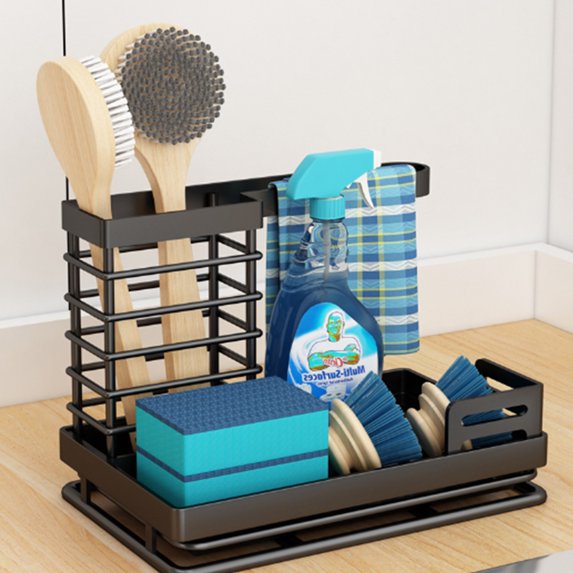 Cathoe Kitchen Rag Rack Multifunctional Countertop Dishwashing Sponge Drain Storage Rag Storage Rack