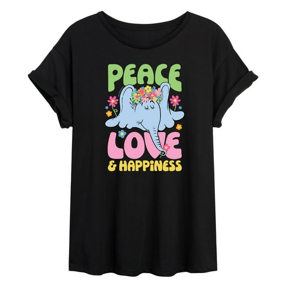 Horton Hears a Who - Peace Love Happiness  - Juniors Ideal Flowy Muscle T-Shirt