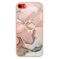 thumbnail image 3 of Mantto For iPhone SE 2022 Case,Ring Holder Stand Marble Pattern 3 in 1 Rugged Shockproof Hybrid Hard PC Soft Rubber Bumper Drop Protective Girls Women Boy Men Phone Cases,Gold, 3 of 6
