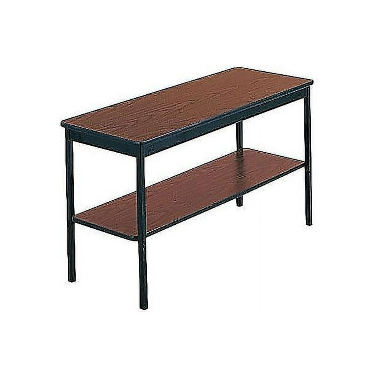 Utility Table with Bottom Shelf, Rectangular, 48w x 18d x 30h, Walnut/Black Utility Table with Bottom Shelf, Rectangular, 48w x 18d x 30h, Walnut/Black