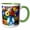 Green/White, variant on 3drose, Festive Colorful Flowers in a Glass Vase on the Garden Table Gift, 11oz Two-tone Blue Mug