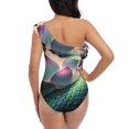 thumbnail image 5 of Goofa Snake Holding A Lotus Pattern Women's One Piece Swimsuits Tummy Control Bathing Suits Asymmetric One Shoulder Swimwear-Small, 5 of 6