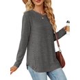 thumbnail image 3 of Blusas de Larga con Cuello Redondo para Mujer, Blusas Holgadas con Botones para Otoño e Invierno 2025. Gris Oscuro S, 3 of 10