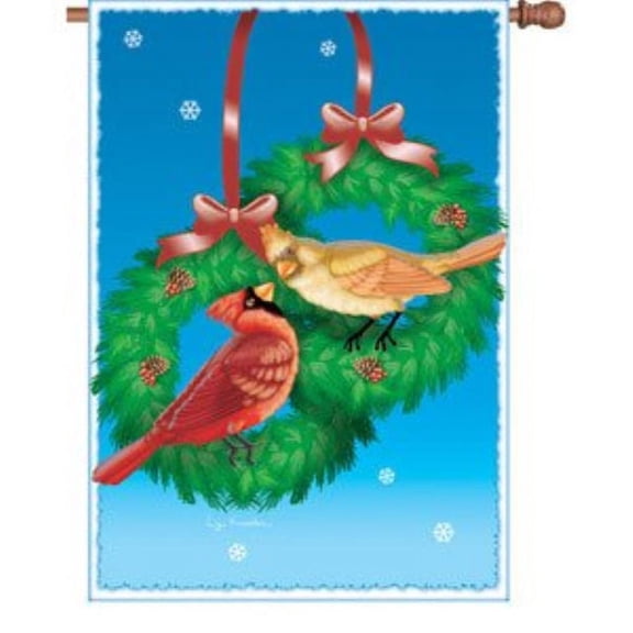 Premier Kites 52199 House Brilliance Flag, Christmas Cardinal, 28 by 40-Inch