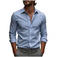thumbnail image 2 of PNTUTB Men's Fashion Stripes Print Lapel Collar Button Closure Casual Long Sleeve Comfortable Blouse, 2 of 6