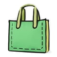thumbnail image 1 of Bolso Mano Color Dibujos Animados en 3D Bolso Lona para Mujer (verde), 1 of 9