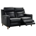 thumbnail image 4 of Wisteria Loveseat Black Genuine Leather Brown Legs Wood Full Recline, 4 of 10
