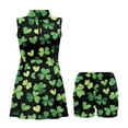 thumbnail image 4 of COEQINE Women's Golf Dress Shamrock Black-1 Print Workout Athletic Dresses for St. Patrick's Day Sleeveless Stand Collar Workout Outfits with Shorts 2 Pockets, XL, 4 of 7