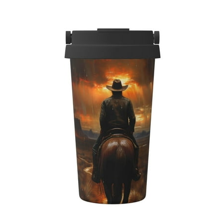 

Goofa Western Rainy Desert Cowboy for Insulated Travel Coffee Mug Spill Proof Leak Proof 16 OZCoffee Tumbler Reusable Coffee Cups with Lids Thermos for Hot and Cold Drink