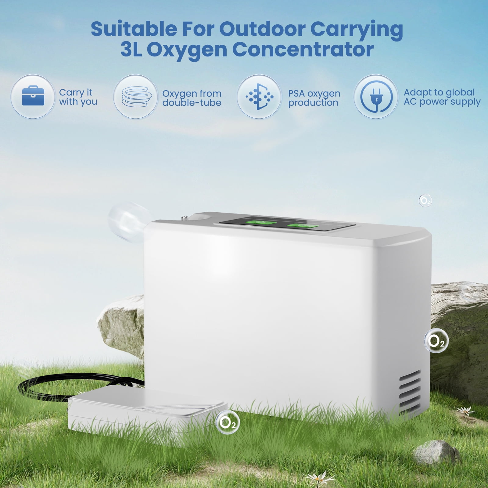 MINI 33%~ 3LOxygen&generator Tube &filters 𝗐𝗂th Accessories-(4H-timer) Quiet(All-Age Use) Concentrator de oxigeno for Travel use,3𝑙𝑏𝑠