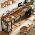 thumbnail image 2 of Huuger L Shaped Desk with LED Lights and Power Outlets, Computer Gaming Desk with 3 Drawers, 66.1 inches Office Desk, Long Corner desk, Printer and Monitor Stand, Rustic Brown, 2 of 8