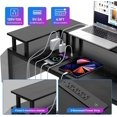 thumbnail image 4 of CABIHOME Bureau de Jeu, Bureau d'Ordinateur Réversible de 78 Pouces avec Prises de Courant, Lumières DEL, Support pour Moniteur et Tablette de Rangement, Table PC en Forme de U/L pour Bureau à Domicile, 4 of 6