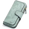 thumbnail image 1 of Titular de la tarjeta de crédito de las mujeres de la cartera larga del cuero de la PU de la moda del triple embrague del monedero de las mujeres RFID, 1 of 5