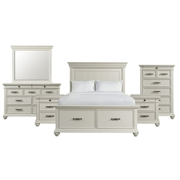 Picket House Furnishings 6-Piece Transitional Wood King Bedroom Set White
