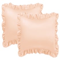Unique Bargains 2-Piece Satin Ruffled Edge Pillowcases, Euro, Rose Gold