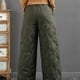 thumbnail image 4 of Pantalones de algodón de invierno con cordones artísticos, cintura elástica, línea de rombos, pantalones de algodón para mujer, pantalones cálidos a prueba de viento, 4 of 5