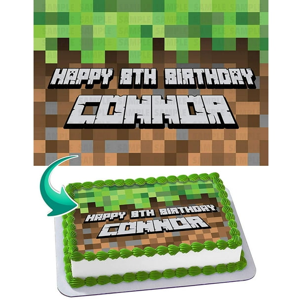 Minecraft Pixel Style Edible Cake Image Topper
