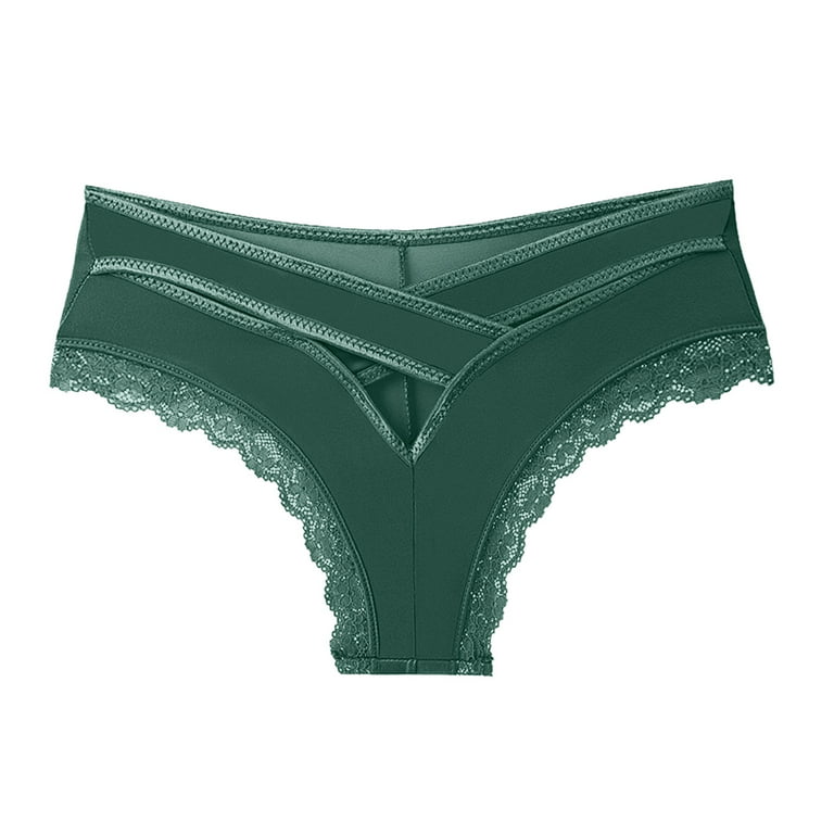 Womens Boy Shorts Underwear Cotton Lace Soft Stretch Full High-Rise  Underwear Green M