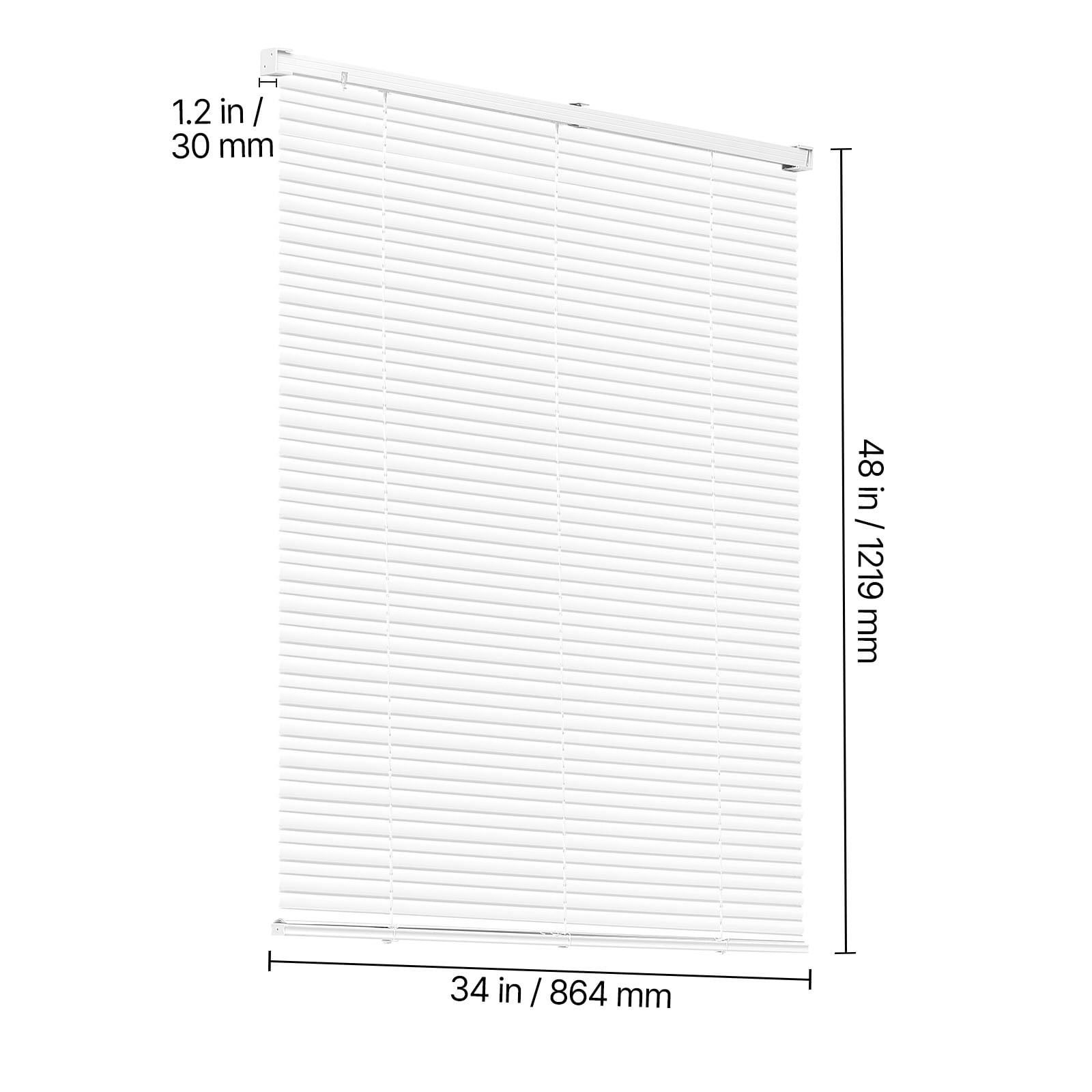VEVOR Mini Blinds, 34" W x 48" H, 1" Slat Size, Cordless Horizontal Light Filtering Mini Blind for Indoor Windows, Easy to Clean and Simple Light Adjustment, for Home Decor, Room Darkening, White