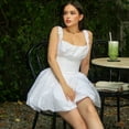 thumbnail image 3 of Women's Halter Slash Neck Sleeveless Pleated Mini Dress, Backless, Solid Color, Sexy, 3 of 20