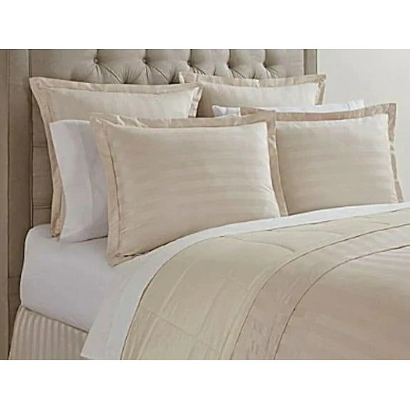 Luxury Hotel Damask Stripe 600 Thread-Count Supima Cotton Euro Sham, Turtle Dove