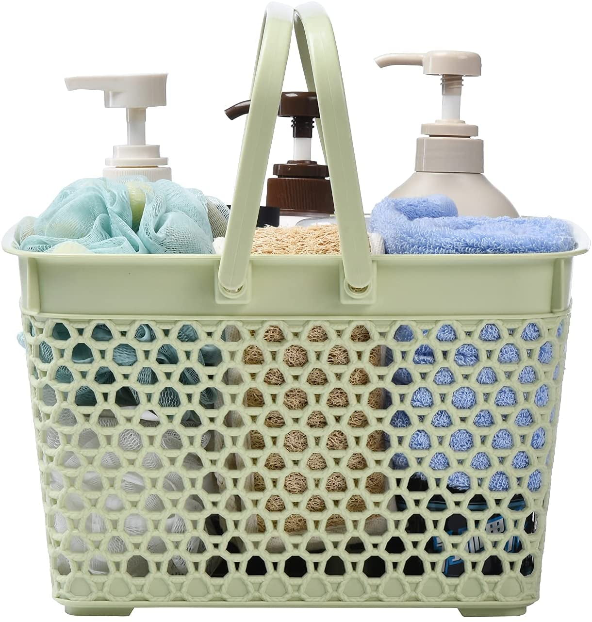UUJOLY Plastic Organizer Storage Baskets with Handles, Shower Caddy Bins  Organizer for Bathroom and kitchen（Grey