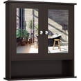 thumbnail image 1 of ZYPPPA Bathroom Medicine Cabinet, Hanging Storage Cabinet with Double Mirror Doors, Perfect for Bathroom, Living Room, Corridor, Cloakroom, 22 x 5 x 23 inches (Brown), 1 of 13