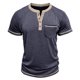 thumbnail image 3 of Camisa de Manga Corta de los Hombres con Botón de Manga Raglan Bolsillo Cuello de Vuelta, Blusa Sólida Casual, 3 of 6