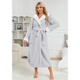 thumbnail image 3 of HEARTNICE Womens Plush Hooded Robe, Soft Fluffy Fleece Long Warm Bathrobes,(Light GreyS-M), 3 of 4