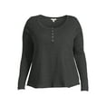 thumbnail image 5 of Terra & Sky Women's Plus Size Waffle Tee with Long Sleeves, Sizes 0X-4X, 5 of 5