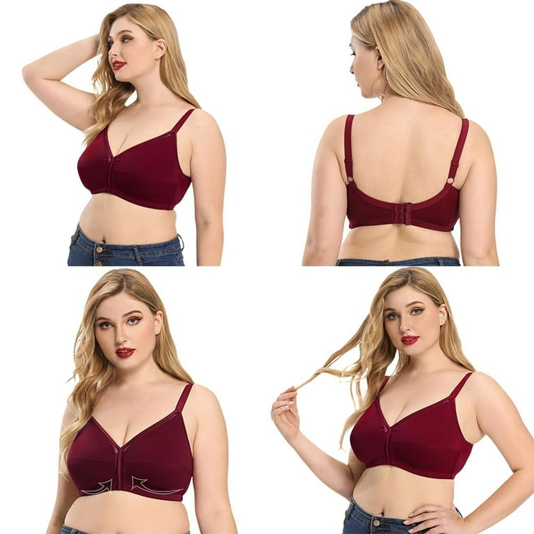 Women's Full Figure Plus Size Push Up MagicLift Original Wirefree Support  Bra, Wine Red 34B Cup 