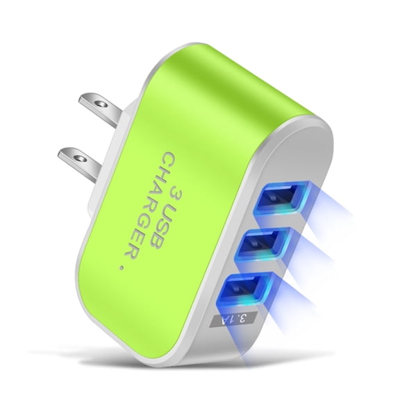 3 Port USB Wall Charger, High Speed 3.1A Travel AC Adapter for US Plug, Universal Smartphone Power Bank, Multi-Device Home Outlet Hub