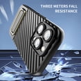 thumbnail image 5 of Case for iPhone 13 Pro Max, Classic Texture Rugged PC Lens Protector Shockproof Cover with Hidden Metal Bracket, Compatible with MagSafe Wireless Charging Magnetic Case for iPhone 13 Pro Max,Coffee, 5 of 8