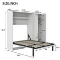thumbnail image 4 of Full Size Murphy Bed with Storage Lockers and Wardrobes, Foldable Platform Bed, Wood Murphy Bed Wall Bed Frame for Guest-Room, Home, Office, White, 4 of 9