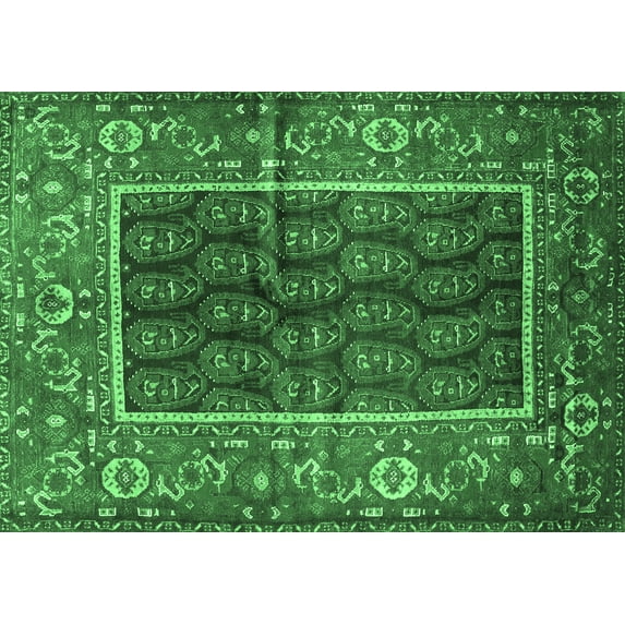 Ahgly Company Indoor Rectangle Persian Emerald Green Traditional Area Rugs, 8' x 10'